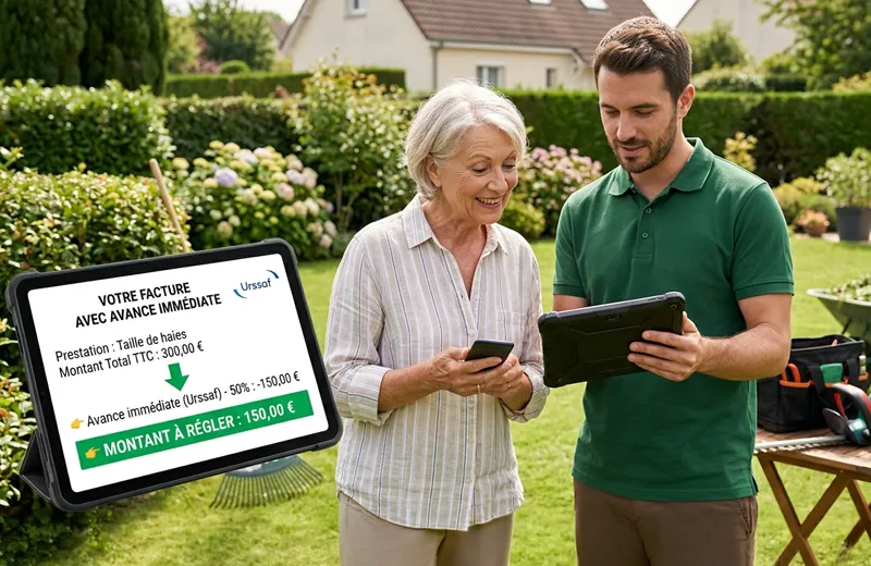 Jardinier paysagiste agréé SAP en train d'entretenir un jardin à Mérignac en Gironde — crédit d'impôt jardinage 50 %