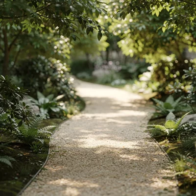 Allée de jardin en gravier blanc — Jardin à la Carte