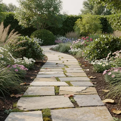 Allée de jardin en pierre naturelle — Jardin à la Carte