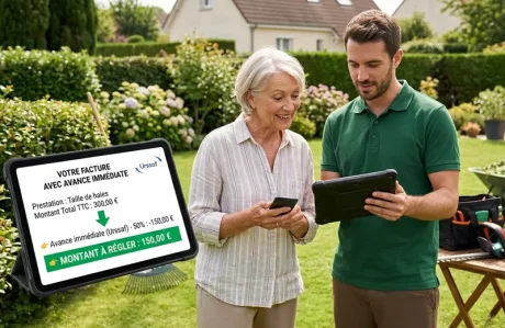 Jardinier paysagiste agréé SAP en train d'entretenir un jardin à Mérignac en Gironde — crédit d'impôt jardinage 50 %