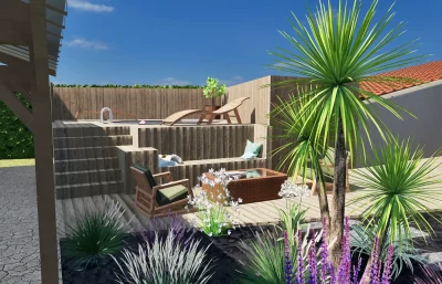 Plan 3D jardin paysagiste Bordeaux Gironde — Jardin à la Carte